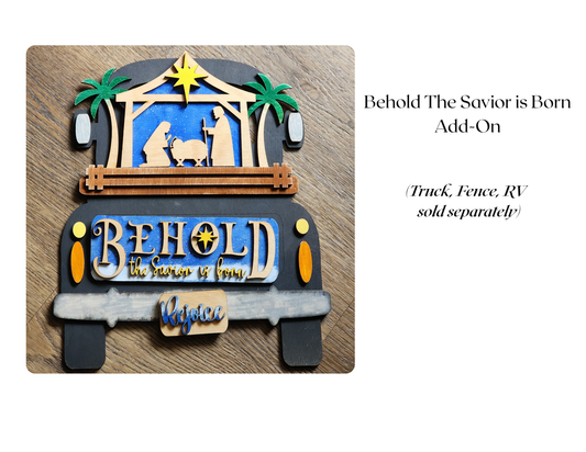 Behold – A Savior Is Born Interchangeable Christmas Add-On | Handmade Nativity Set | Christian Faith Holiday Décor | Hand-Painted Wooden Insert