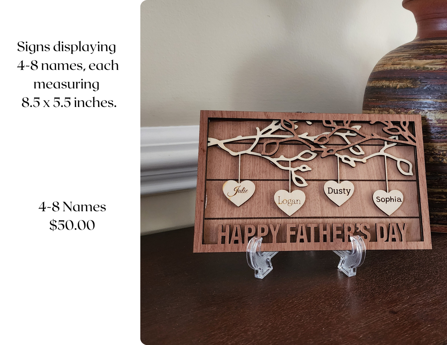 Dad "Hanging Hearts" Family Tree