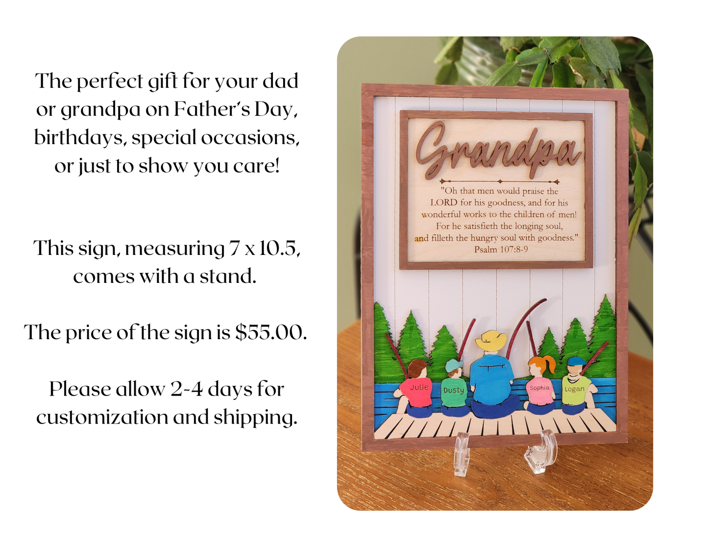 Fishing Wooden Family Sign