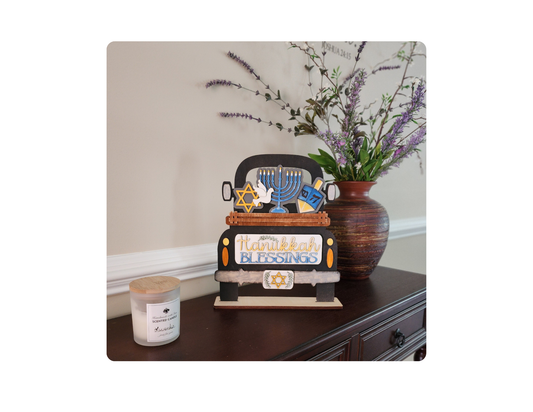 Hanukkah Interchangeable Add-On | Handmade Festival of Lights Décor | Jewish Holiday Gift | Hand-Painted Wooden Hanukkah Insert