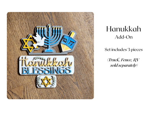 Hanukkah Interchangeable Add-On | Handmade Festival of Lights Décor | Jewish Holiday Gift | Hand-Painted Wooden Hanukkah Insert