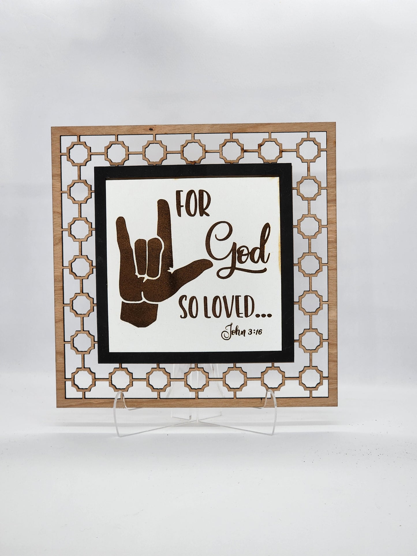 Interchangeable Insert - "For God so Loved..." in Sign Language