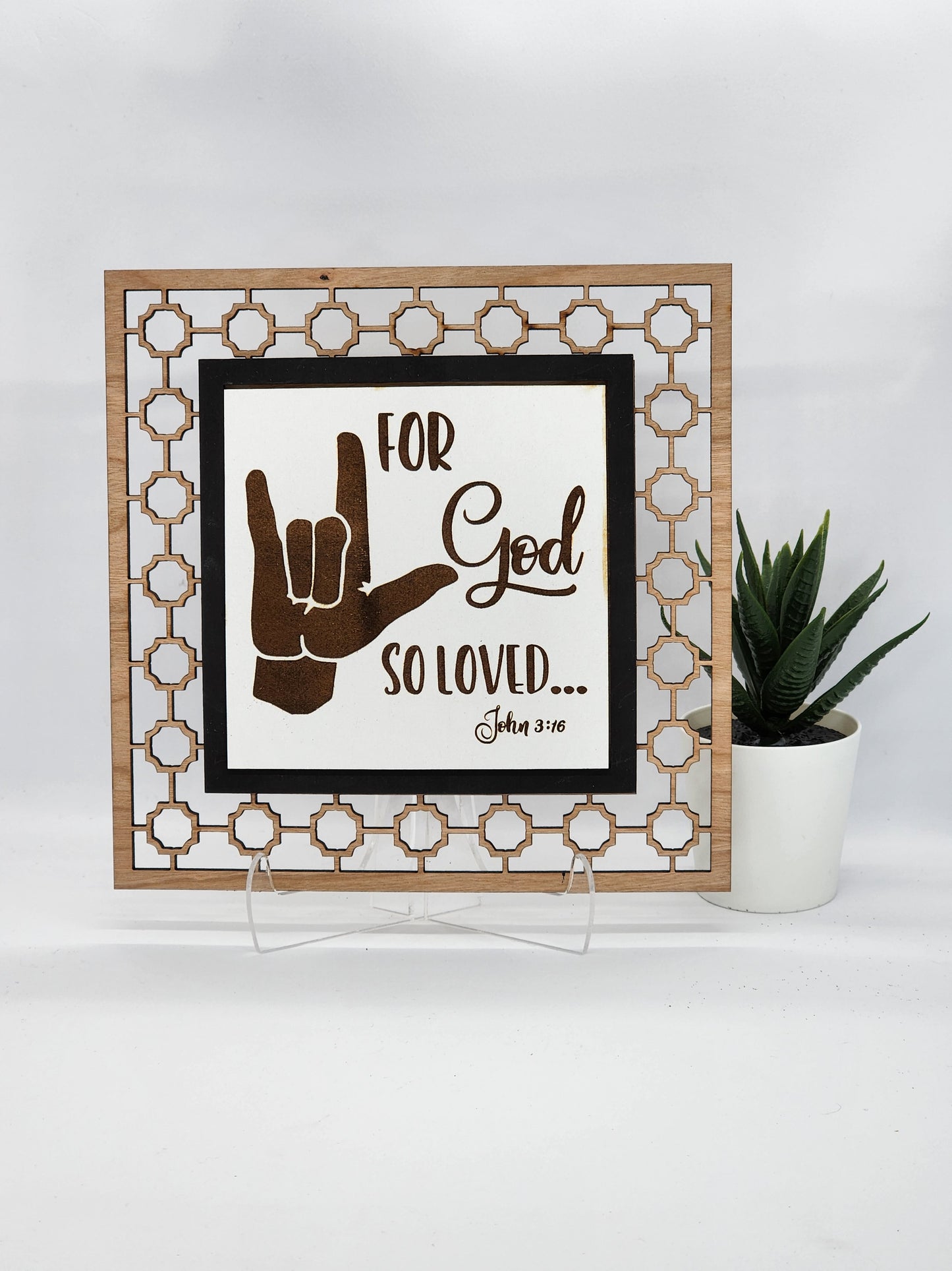 Interchangeable Insert - "For God so Loved..." in Sign Language