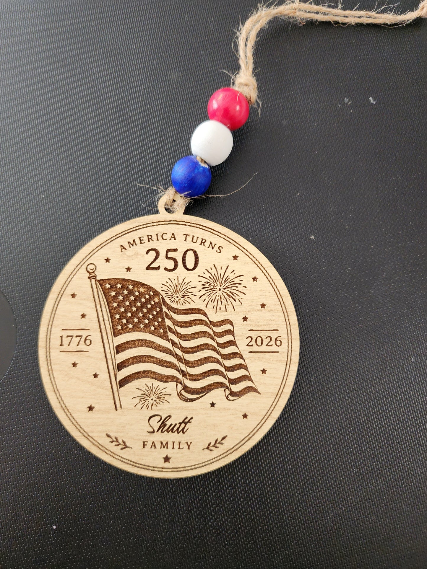 America Turns 250 Personalized Wooden Ornament