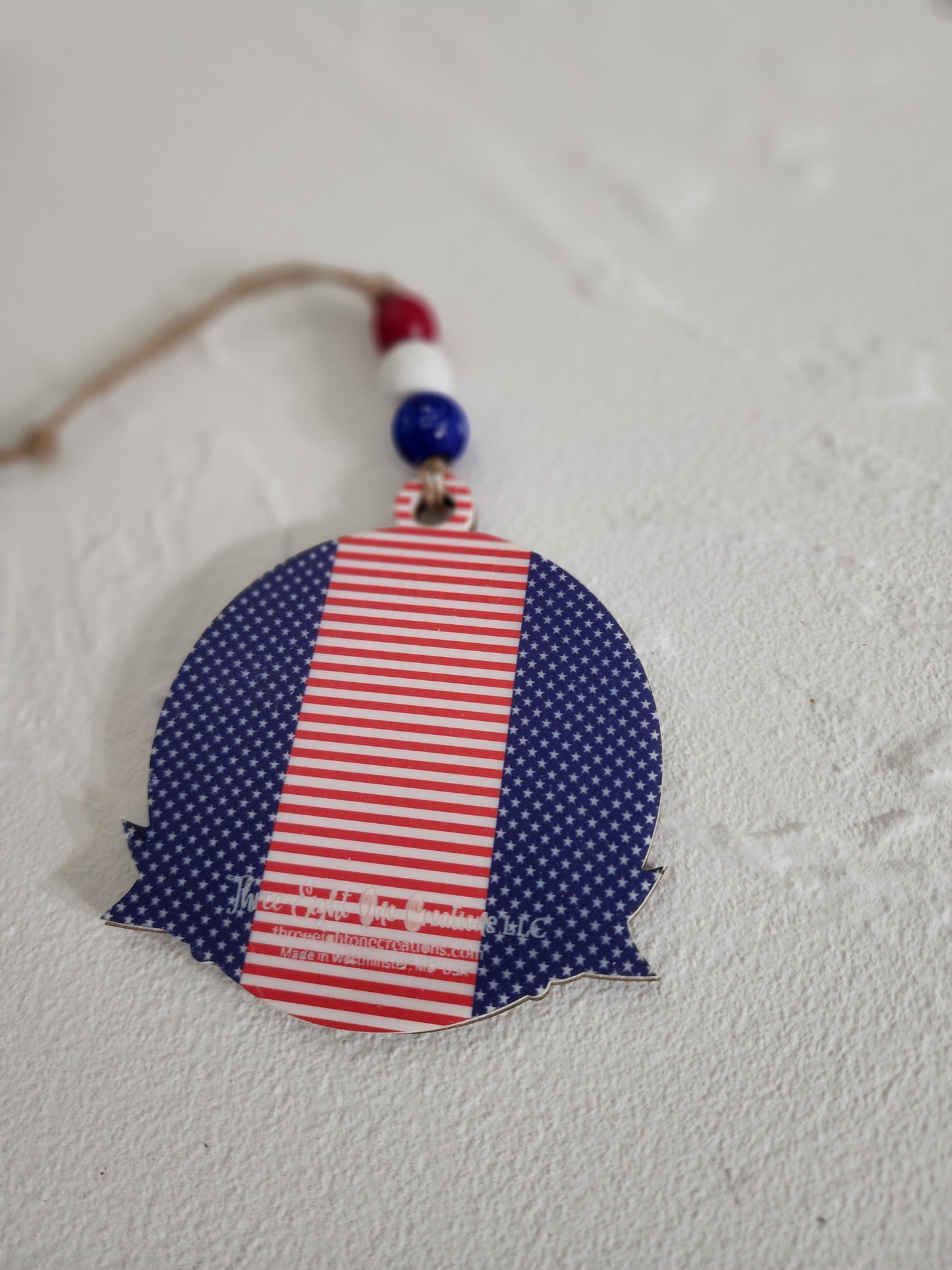 Patriotic Eagle Ornament – American Flag Layered Wood Ornament | Psalm 33:12 or Proverbs 14:34