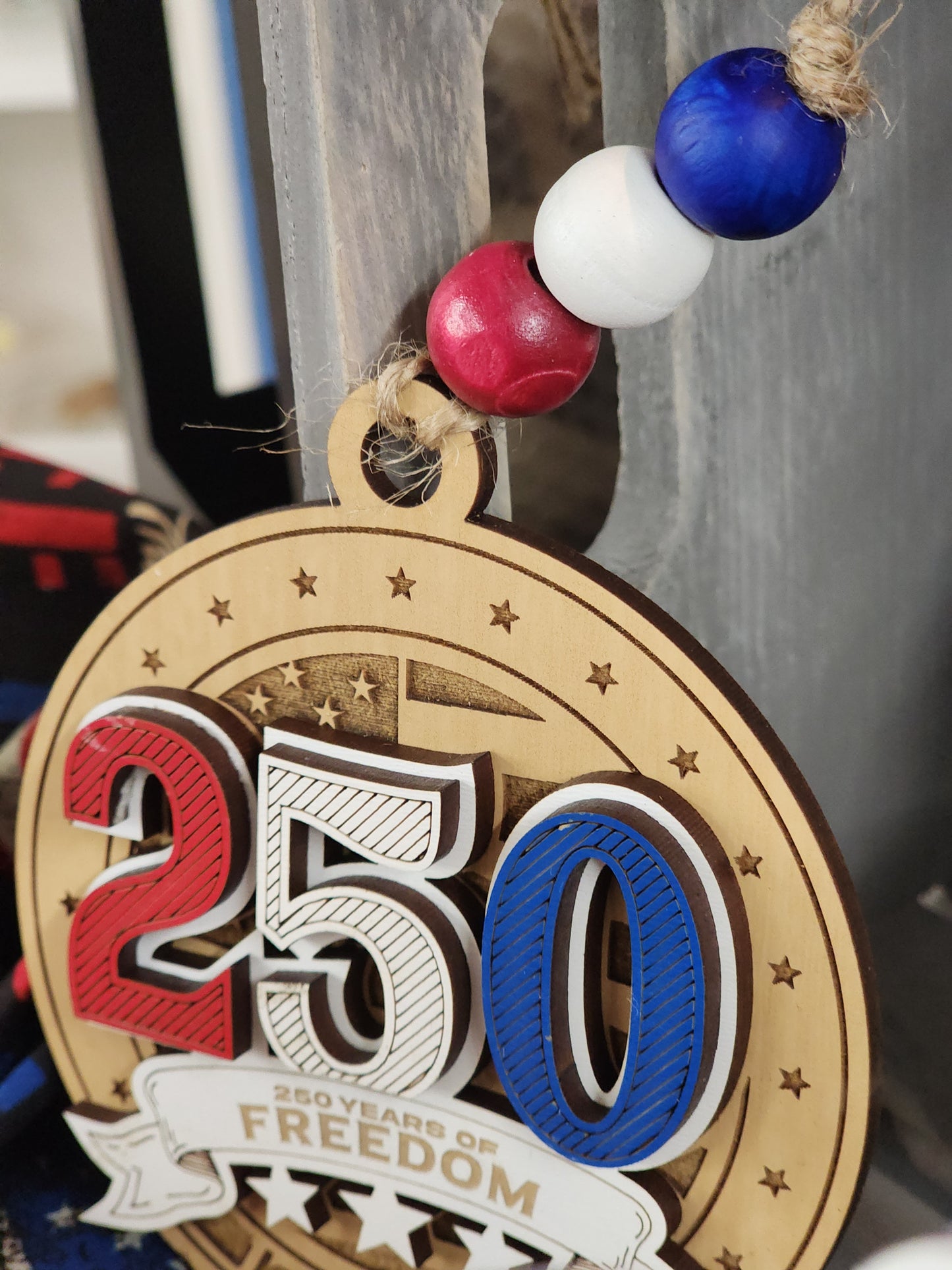 America Turns 250 – 250 Years of Freedom Wooden Ornament