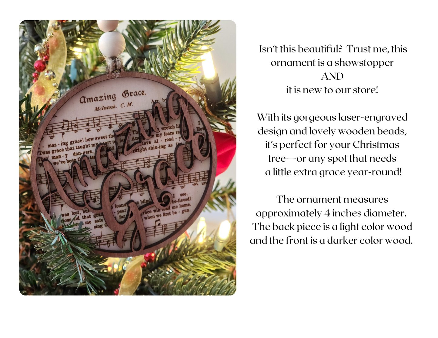 Amazing Grace Christmas Ornament