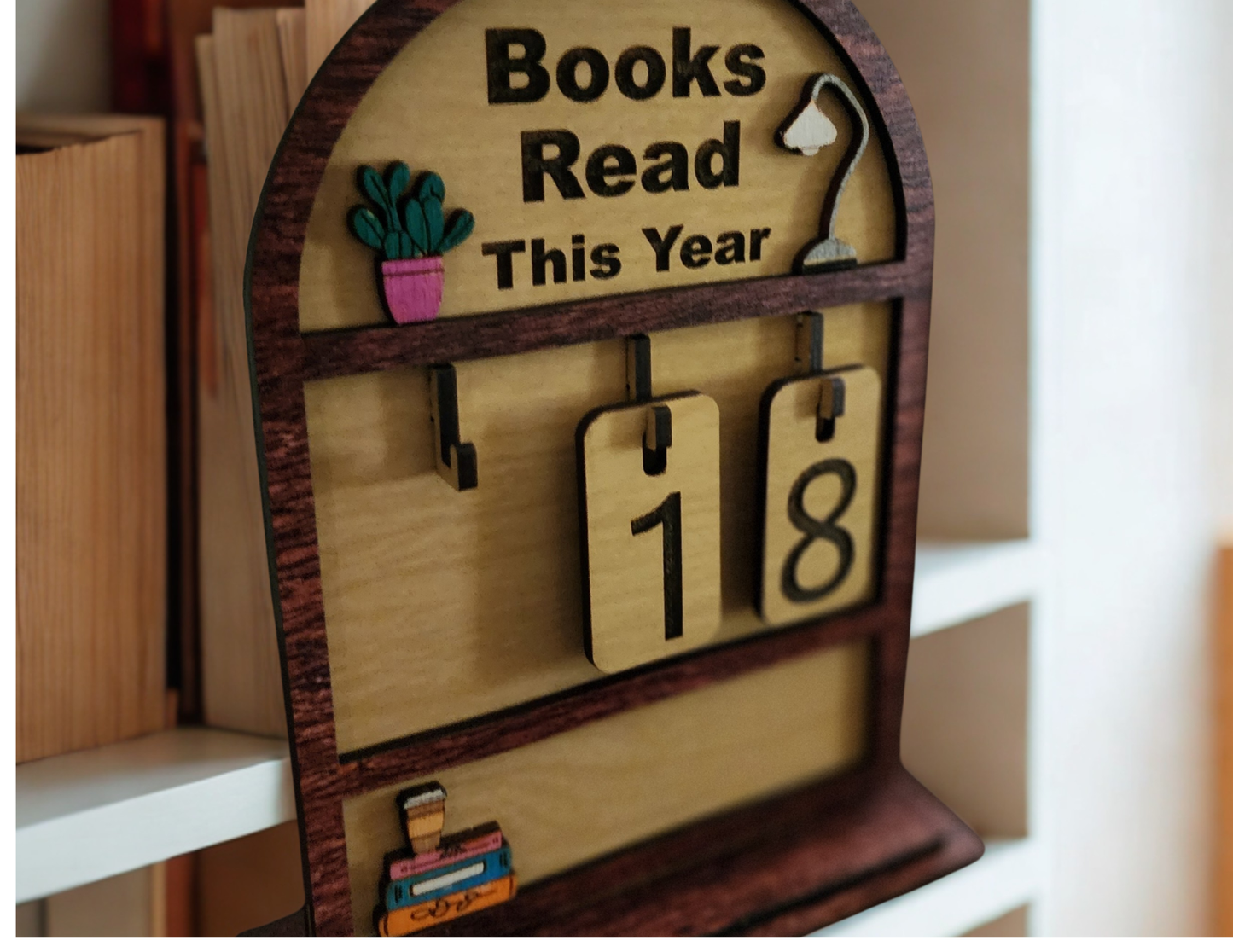 Personalized Wooden Book Tracker