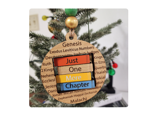 Books of the Bible Spinning Ornament – Christian Book Lover Gift