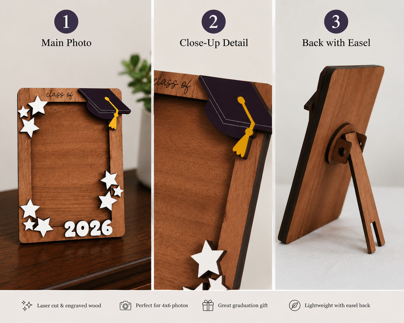 Graduation Photo Frame – Class of 2026 Wooden Picture Frame