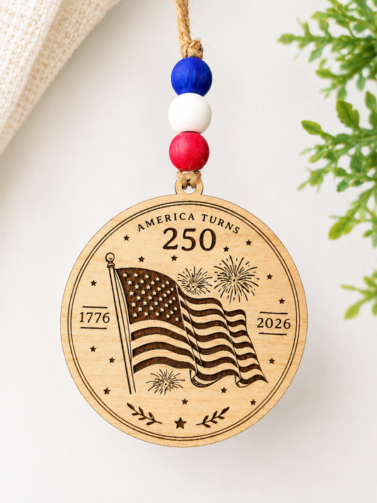 America Turns 250 Personalized Wooden Ornament