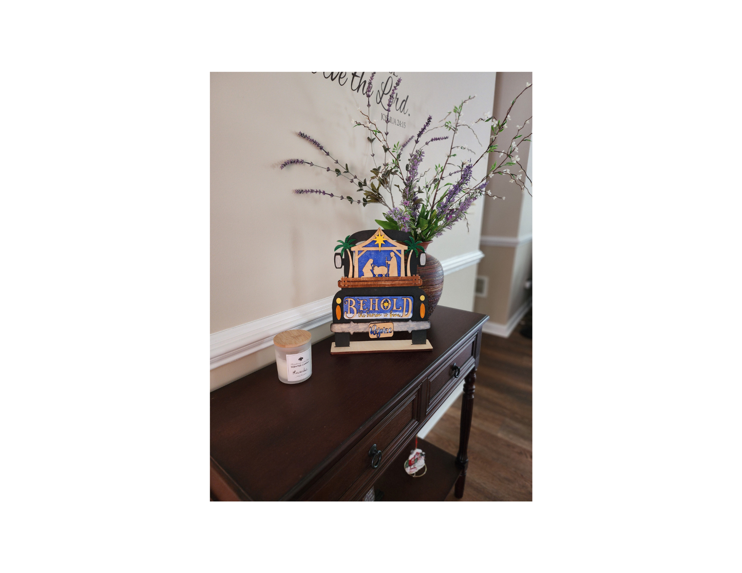 Behold – A Savior Is Born Interchangeable Christmas Add-On | Handmade Nativity Set | Christian Faith Holiday Décor | Hand-Painted Wooden Insert