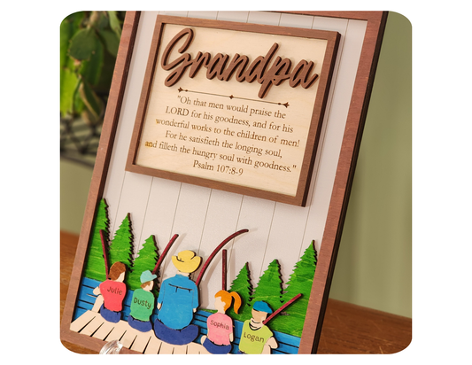 Fishing Wooden Family Sign