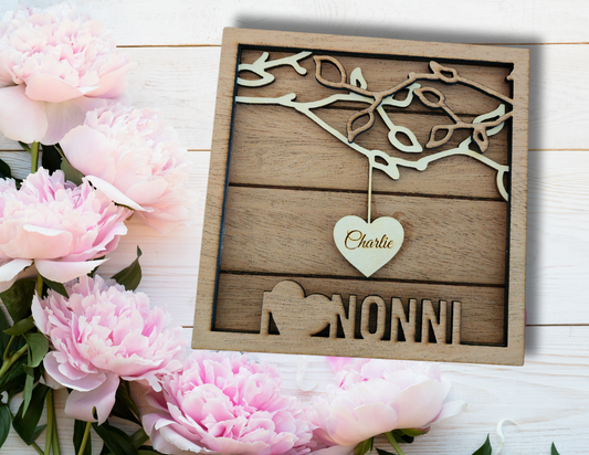 Hanging Hearts Family Tree Sign