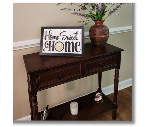 Home Sweet Home Interchangeable Wood Sign with 5 Seasonal Round Inserts