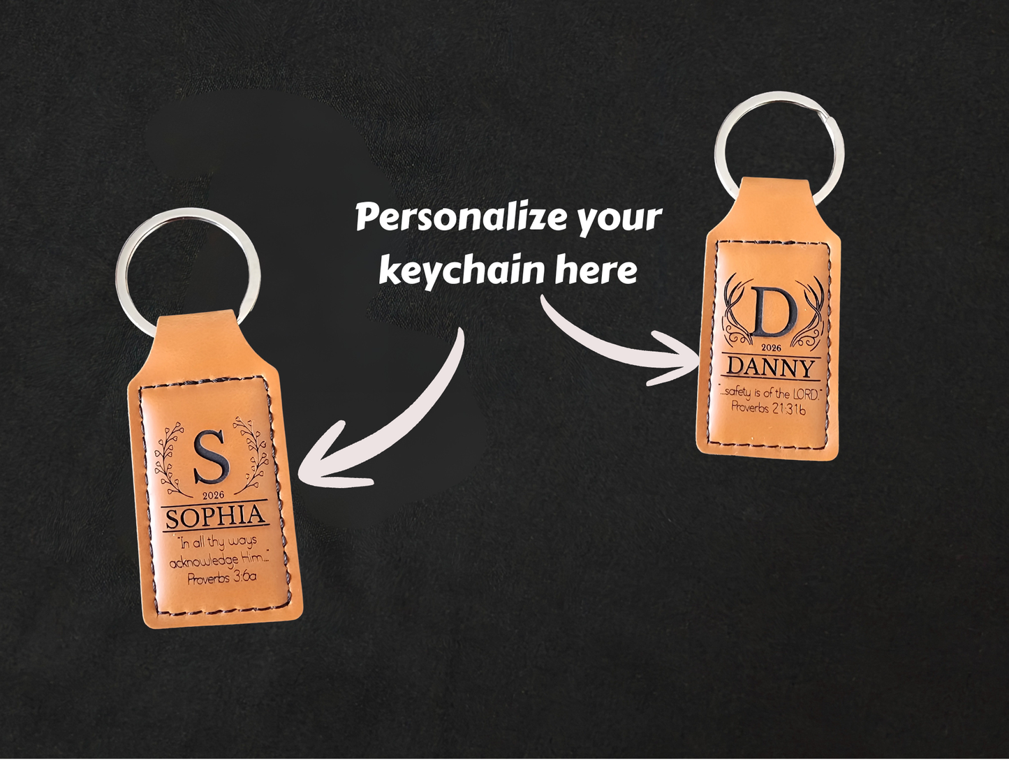 Personalized Leatherette Keychain – Custom Logo, Name or Message