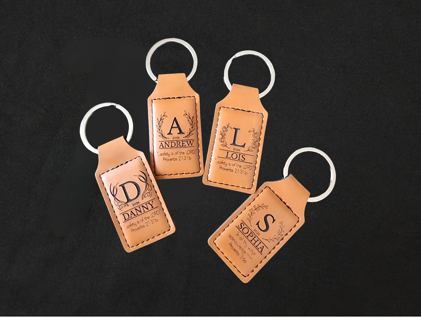 Personalized Leatherette Keychain – Custom Logo, Name or Message
