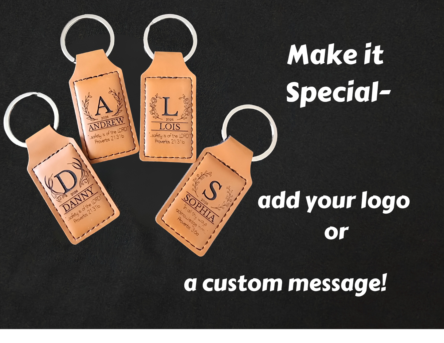 Personalized Leatherette Keychain – Custom Logo, Name or Message