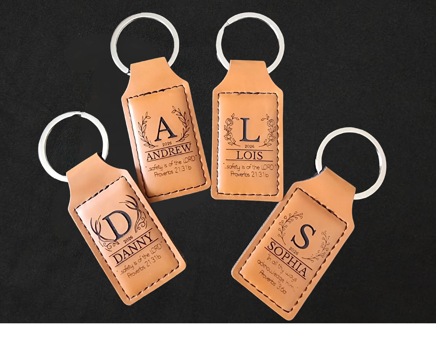Personalized Leatherette Keychain – Custom Logo, Name or Message