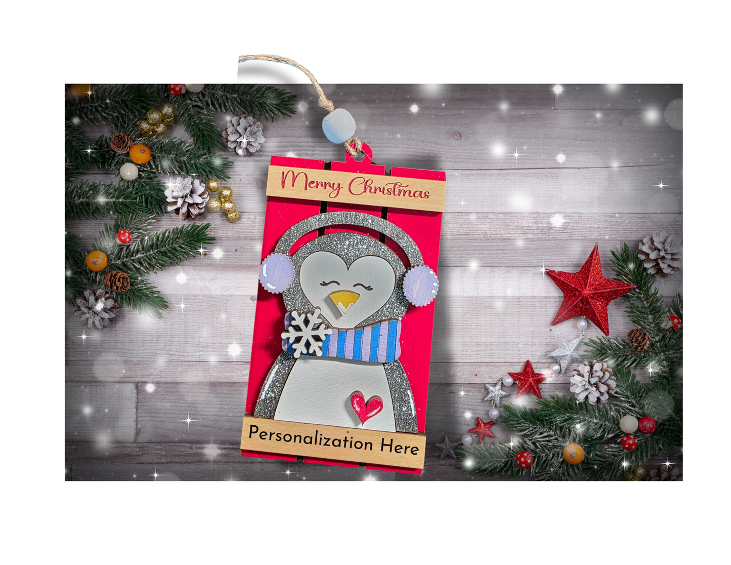 Personalized Christmas Gift Card Holder – Handmade Wooden Ornament