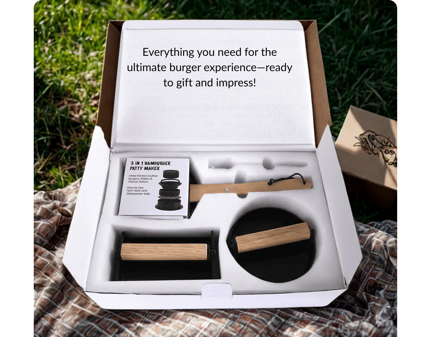 Smash, Flip & Sizzle! 9-Piece Personalized Burger Grill Kit – Perfect Gift for Grill Lovers, Engravable Board & Tools