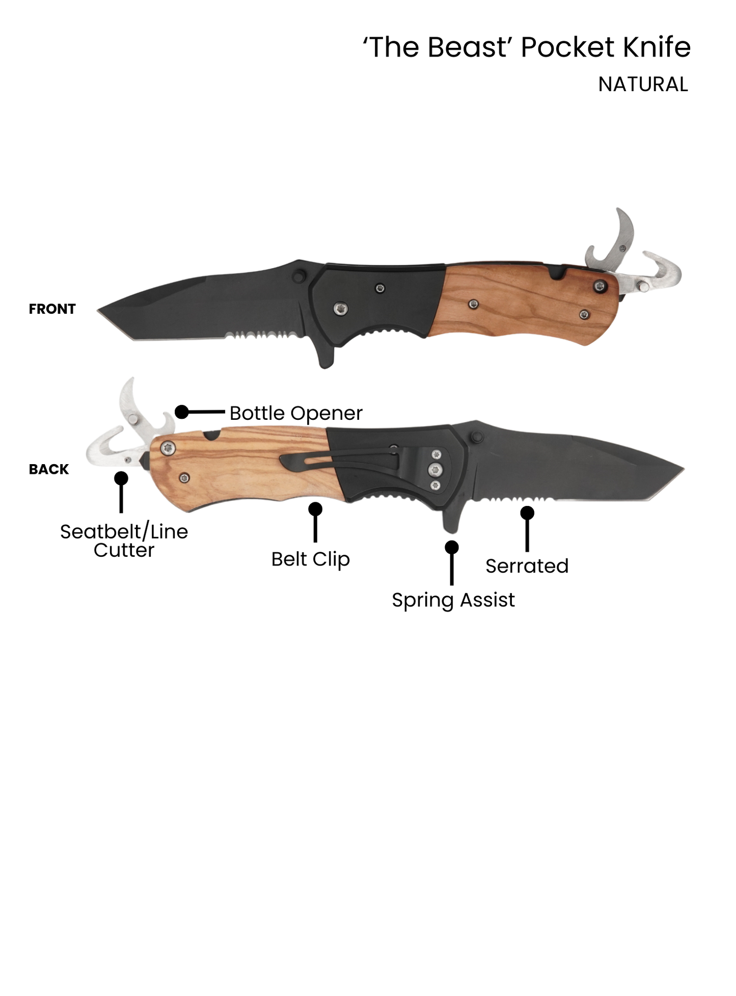 The Beast Pocket Knife – Tactical Folding Knife for Outdoor, Camping & Everyday Carry